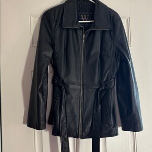 W New York by Winlit Leather Belted Zip Jacket